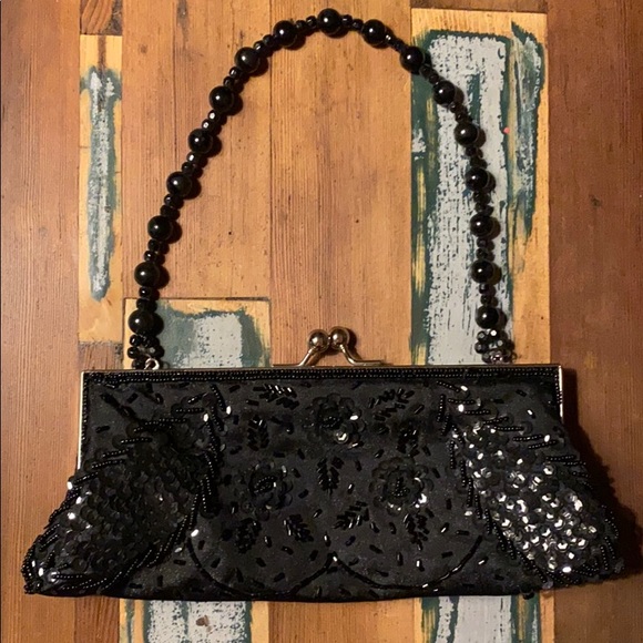 Handbags - Free W/ …Black beaded sequined handbag /clutch